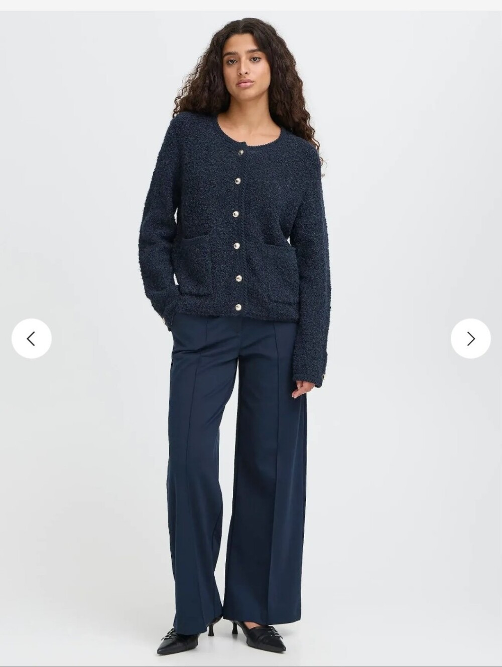 NWT ICHI Ihvalmai Textured Button Up Cardigan Sweater Total Eclipse M